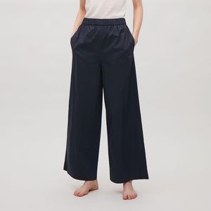 COS Wide Leg Navy Culotte Pants Elastic Waist Pockets Size 4